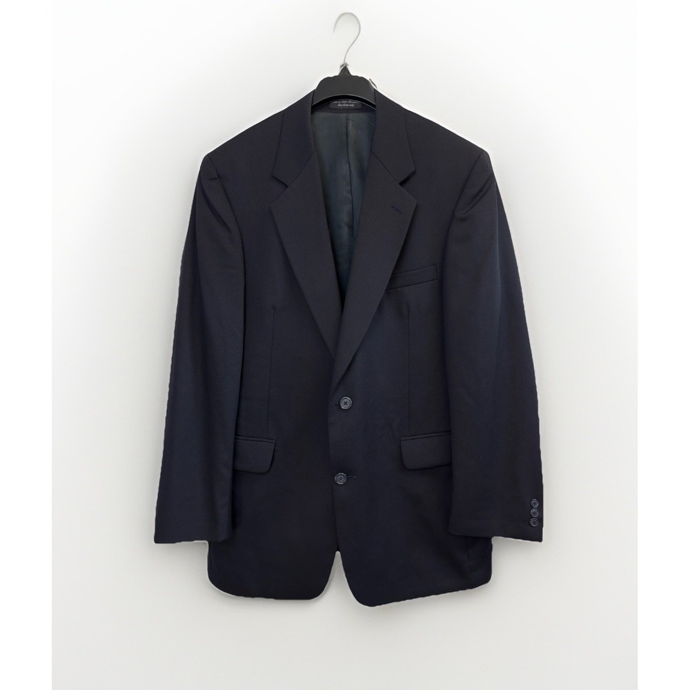 Vintage Bill Blass Mens 42L Navy Blue Blazer‎ Sport Coat Wool Jacket